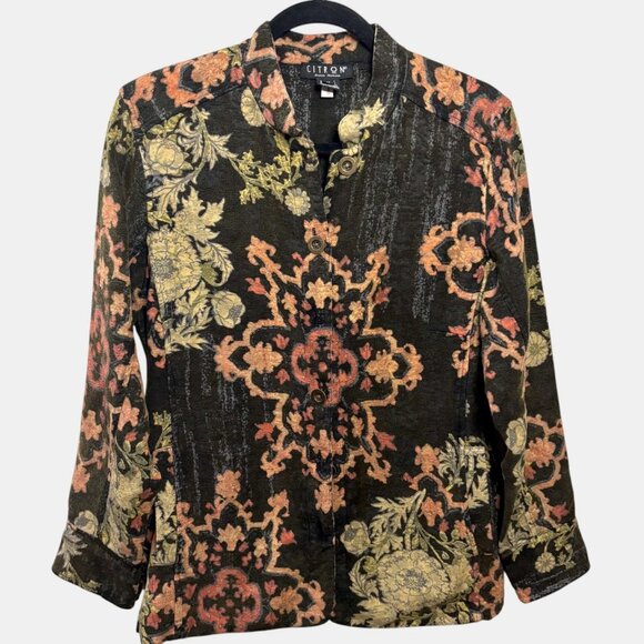Citron Santa Monica Jackets & Blazers - Citron Santa Monica Floral Print Jacket M Lightweight Button Up Medallion Blazer